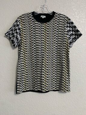 Kenzo Paris Tee Top Womens M  Graphic Zigzag Print Short Sleeve Crew
